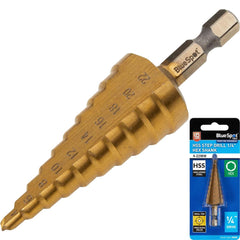 BlueSpot Step Drill HSS Steel Titanium Cone Bit Hole Metal Cutter 1/4" 4 - 22mm