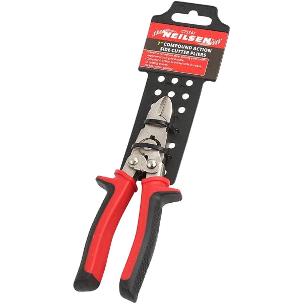 Neilsen Compound Action Side Cutter Pliers Wire Snips Cutters Plier Tool 180mm