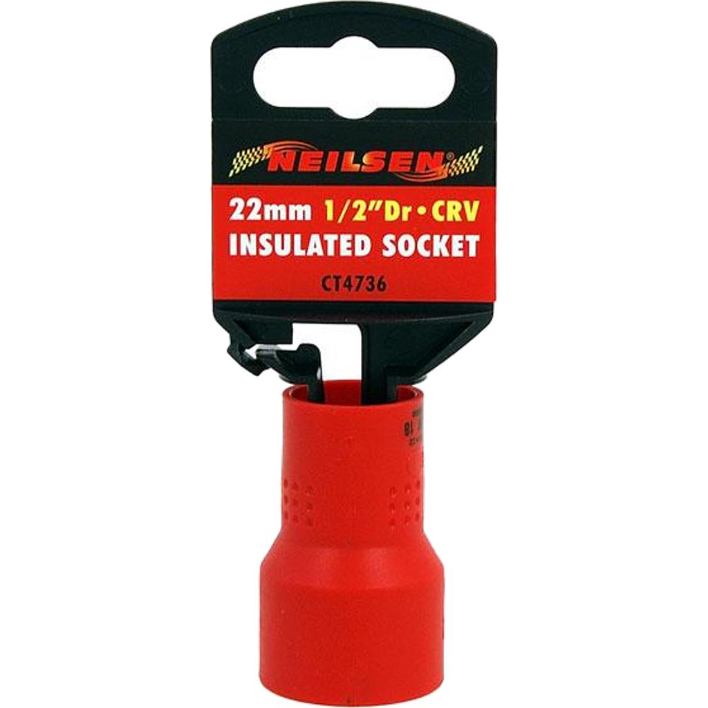 Neilsen 22mm Single Injection Insulated VDE Metric Standard 1/2" Drive Socket