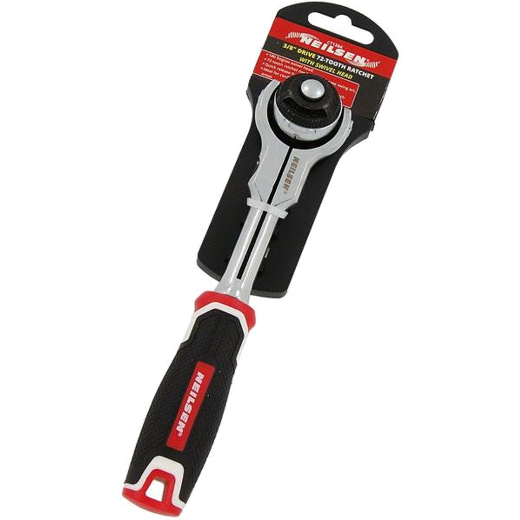 Neilsen Swivel Head Socket Reversible Ratchet Handle Quick Release 3/8" Tool