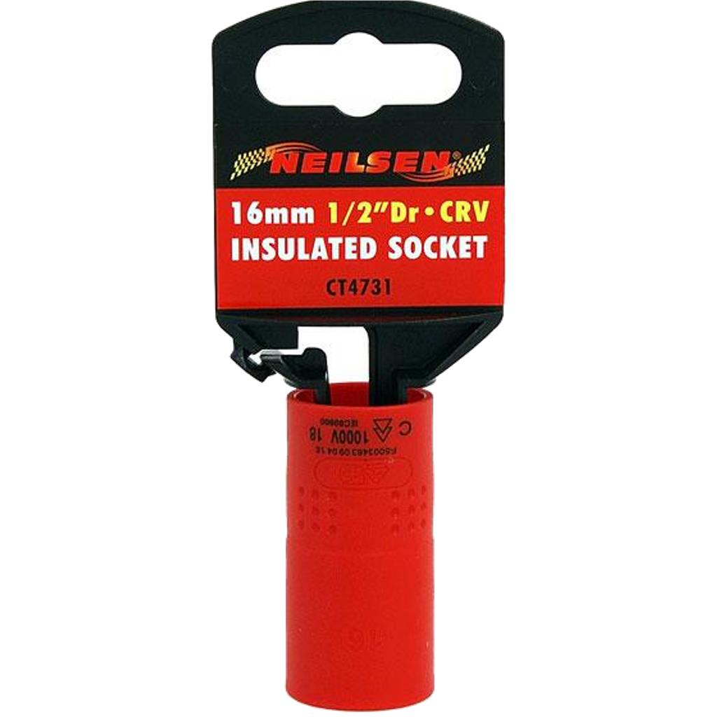 Neilsen 16mm Single Injection Insulated VDE Metric Standard 1/2" Drive Socket