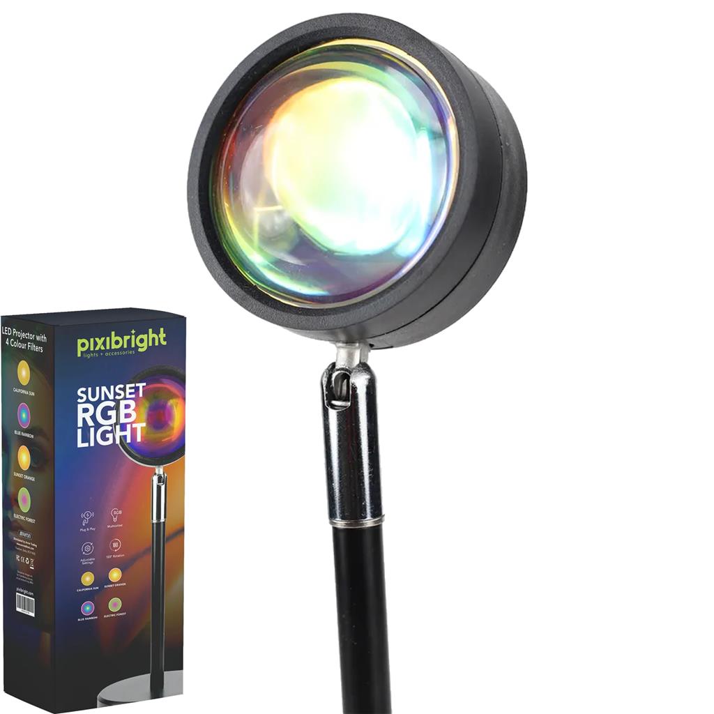 Pixibright  RGB Sunset Projector Projection USB Atmosphere LED Desk Lamp Light