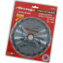 Neilsen 3pc Tct Circular Mitre Saw Blade Blades 185mm Set For Wood