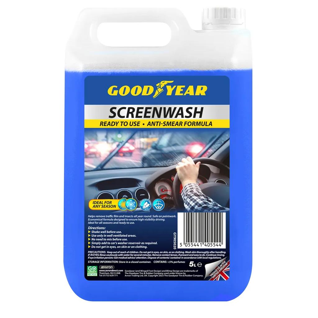 Goodyear Car Anti Smear Screenwash Wash Soap Cleaning Clearer Spray 5l