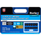 BlueSpot 14pc Metric Shallow Impact Socket Sockets Set 10mm - 32mm 1/2" Drive