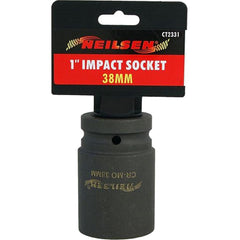 Neilsen 1" Drive Standard Deep Square Metric Single Impact Socket 38mm
