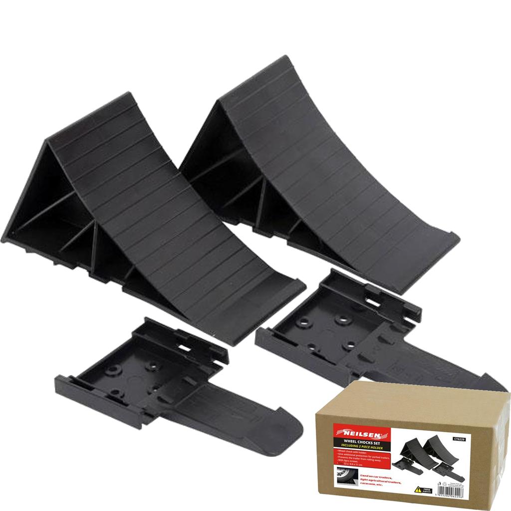 Neilsen 2pc Caravan Truck Van Car Trailer Motorhome Wheel Chocks Blocks