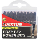 Dekton 10pc Pozi S2 Steel Impact Drill Drive Power Bits 50mm Long Bit PZ2