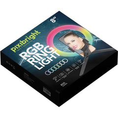Pixibright LED Phone RGB Ring Light YouTube Tiktok Makeup Video Live Selfie 8"