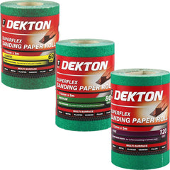 Dekton 3pc Aluminium Oxide Sanding Rolls 60 80 & 120 Grit Sandpaper 5m Roll Set