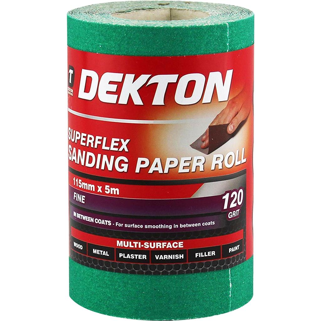 Dekton 3pc Aluminium Oxide Sanding Rolls 60 80 & 120 Grit Sandpaper 5m Roll Set