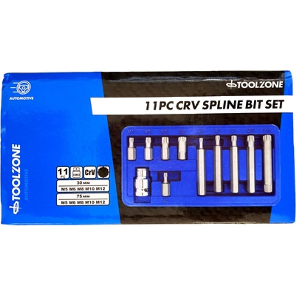 ToolZone 11pc Spline Hex Bit Set 1/2" Drive Socket M5 M6 M8 M10 M12