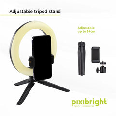 Pixibright  LED Phone Ring Light YouTube Tiktok Makeup Video Live Selfie 8"
