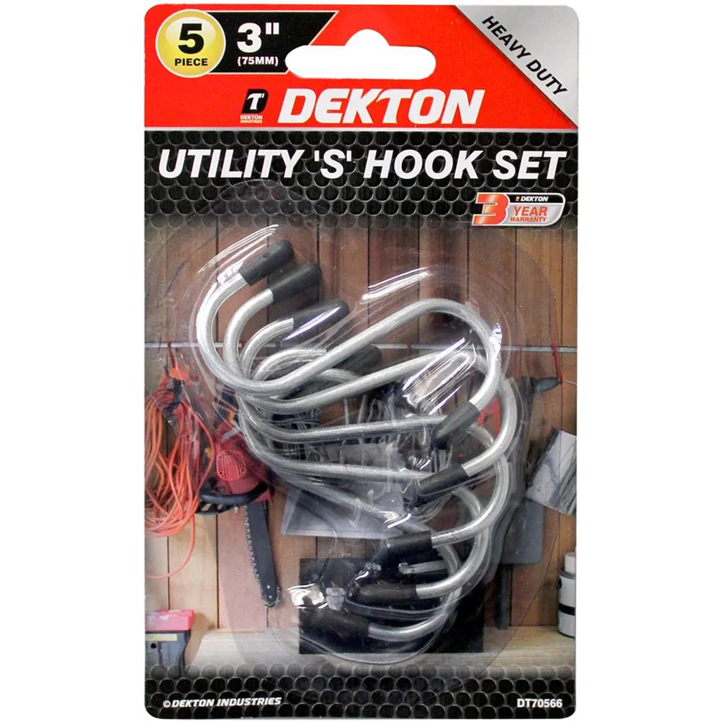 Dekton 5pc Utility S Hooks Hanging Rail Pot Pan Hanger Utensil Clothes Set