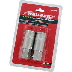 Neilsen 2pc Air Line Fittings Hose Compressor Coupler Connector 1/4" BSP Female