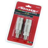Neilsen 2pc Air Line Fittings Hose Compressor Coupler Connector 1/4" BSP Male