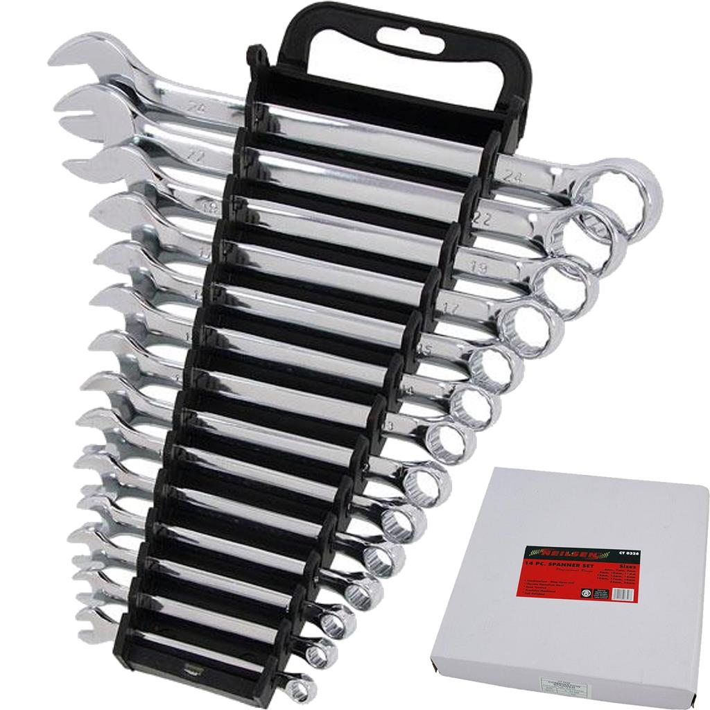 Neilsen 14pc Satin Finish Metric Combination Spanner Wrench Set 6mm - 24mm