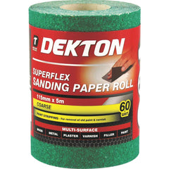 Dekton 3pc Aluminium Oxide Sanding Rolls 60 80 & 120 Grit Sandpaper 5m Roll Set