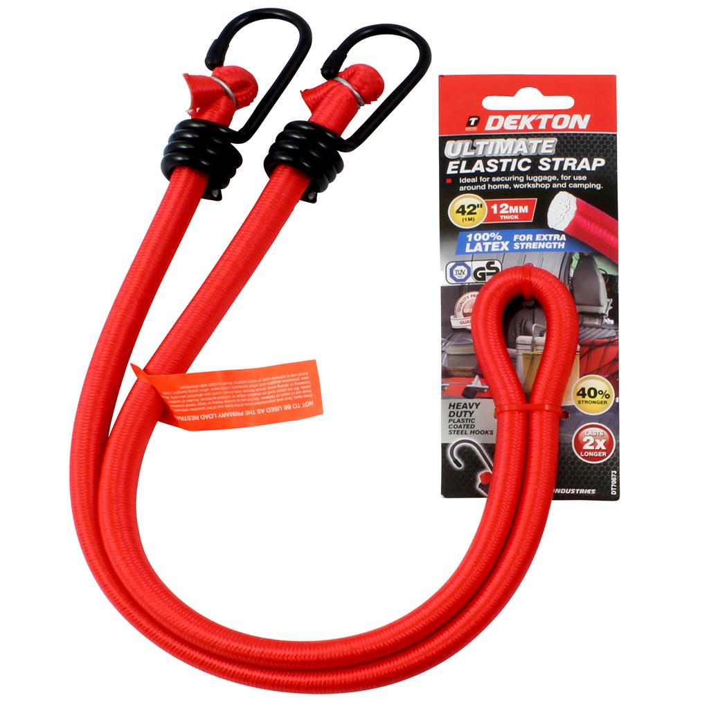 Dekton 12mm Thick Elastic Stretch Bungee Cords Hooks Tie Down Straps R