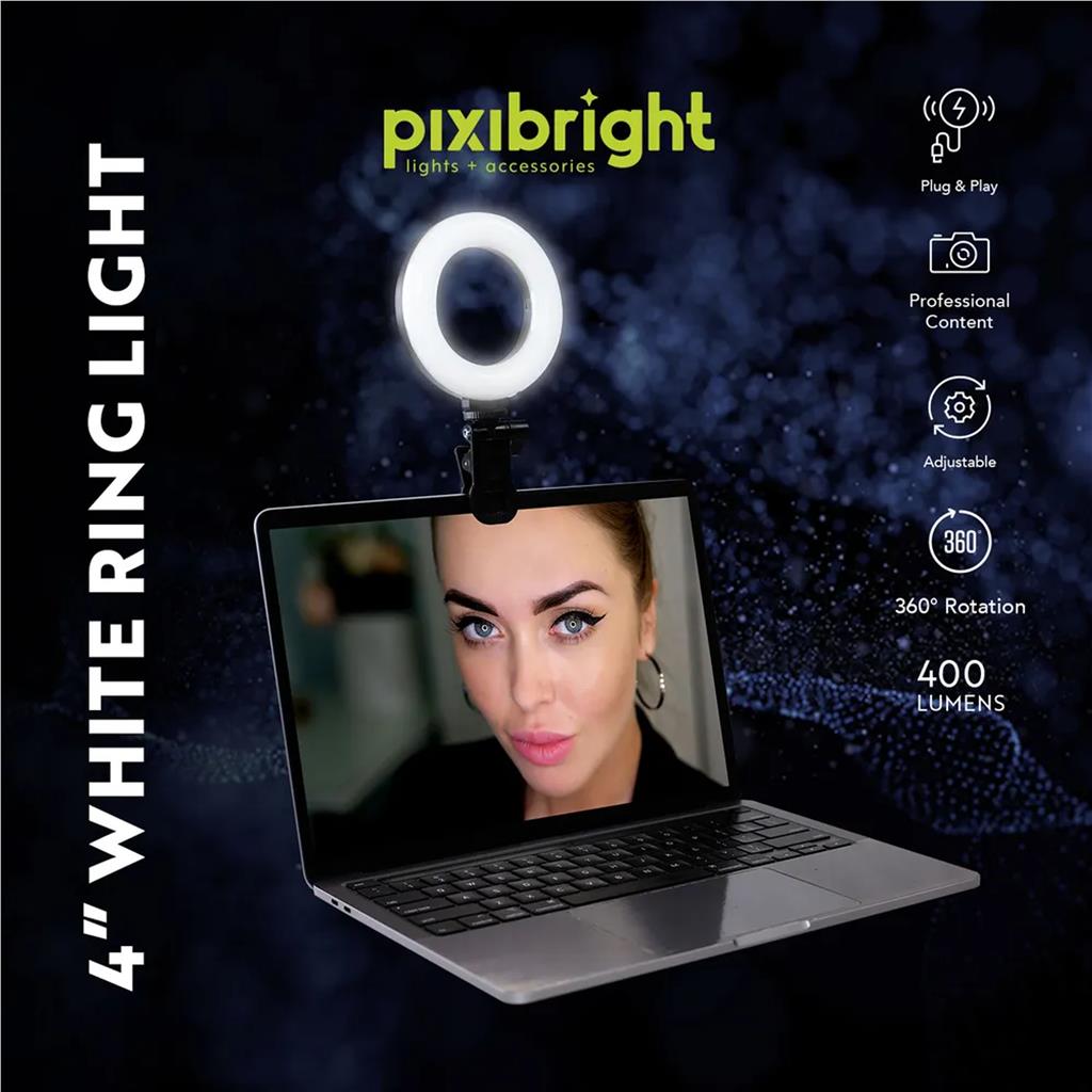 Pixibright  LED Phone Ring Light YouTube Tiktok Makeup Video Live Selfie 4"
