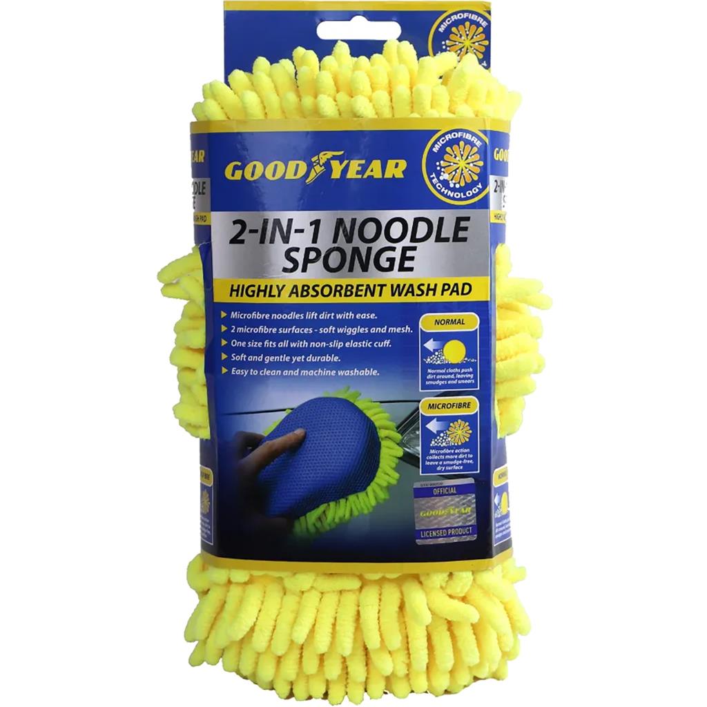 Goodyear Microfibre Car Wash Pad Soft Noodle Scrub Cleaning Sponge 2 In 1