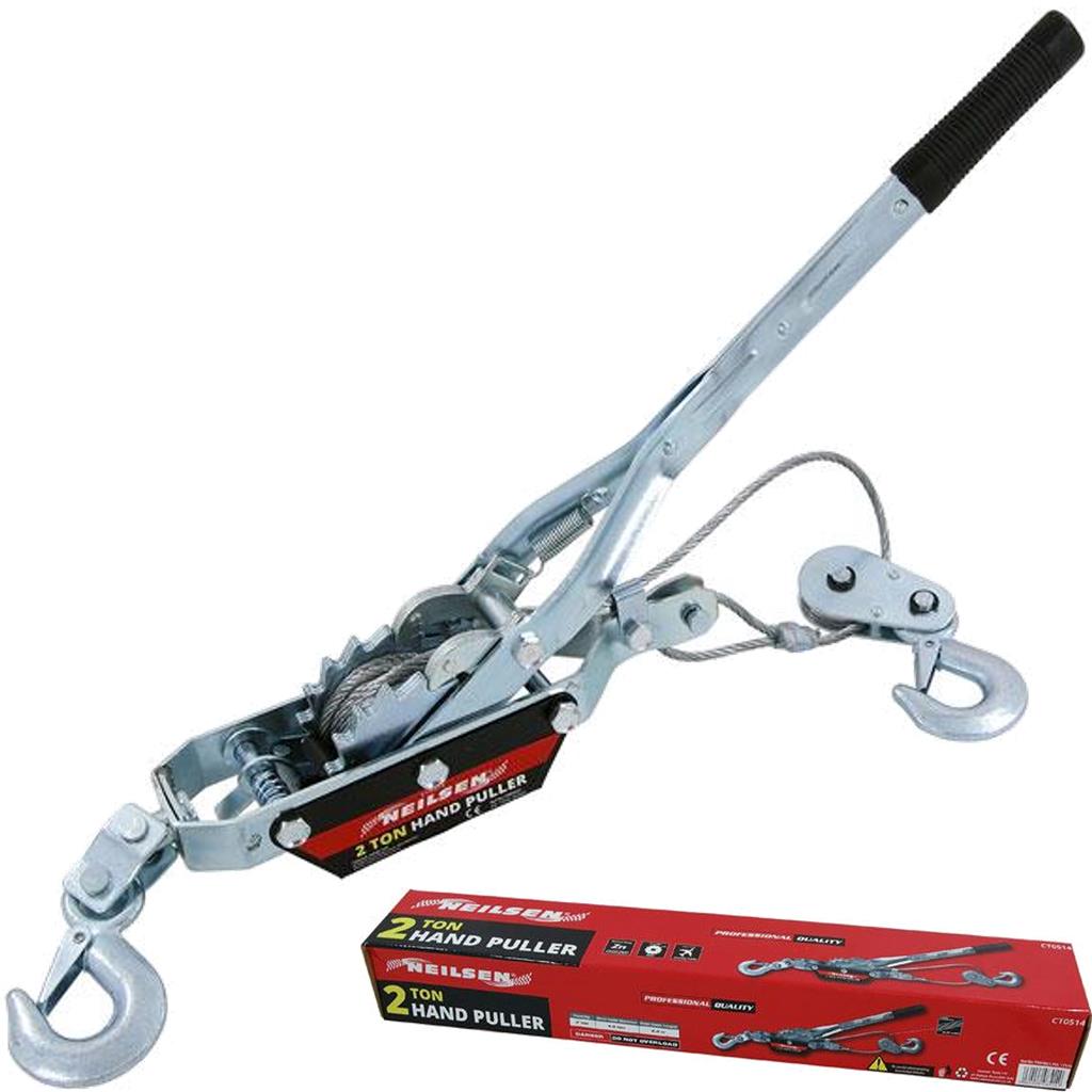 Turfer Rope Puller Neilsen 2 Ton Double Hook Cable Puller Hand Winch Turfer Caravan Boat ...