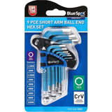 Bluespot 9pc Short Arm Metric Ball Point Hex Allen Key Set Alan 1.5 - 10mm