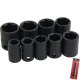 Neilsen 9pc 3/8" Metric Shallow Impact Sockets 10mm - 19mm Set With Rail