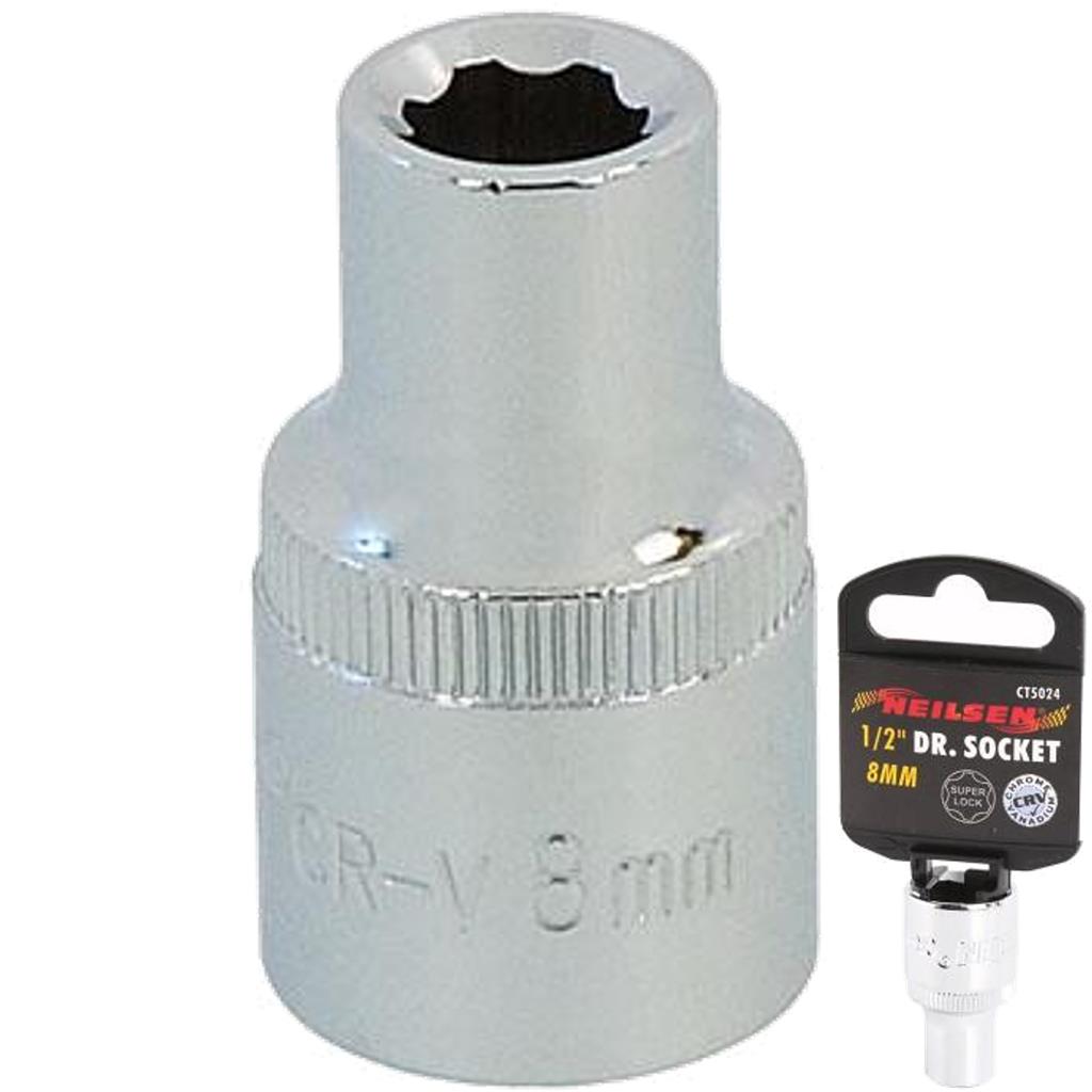 Neilsen 1/2" Drive Standard Shallow Square Metric Single Socket 8mm