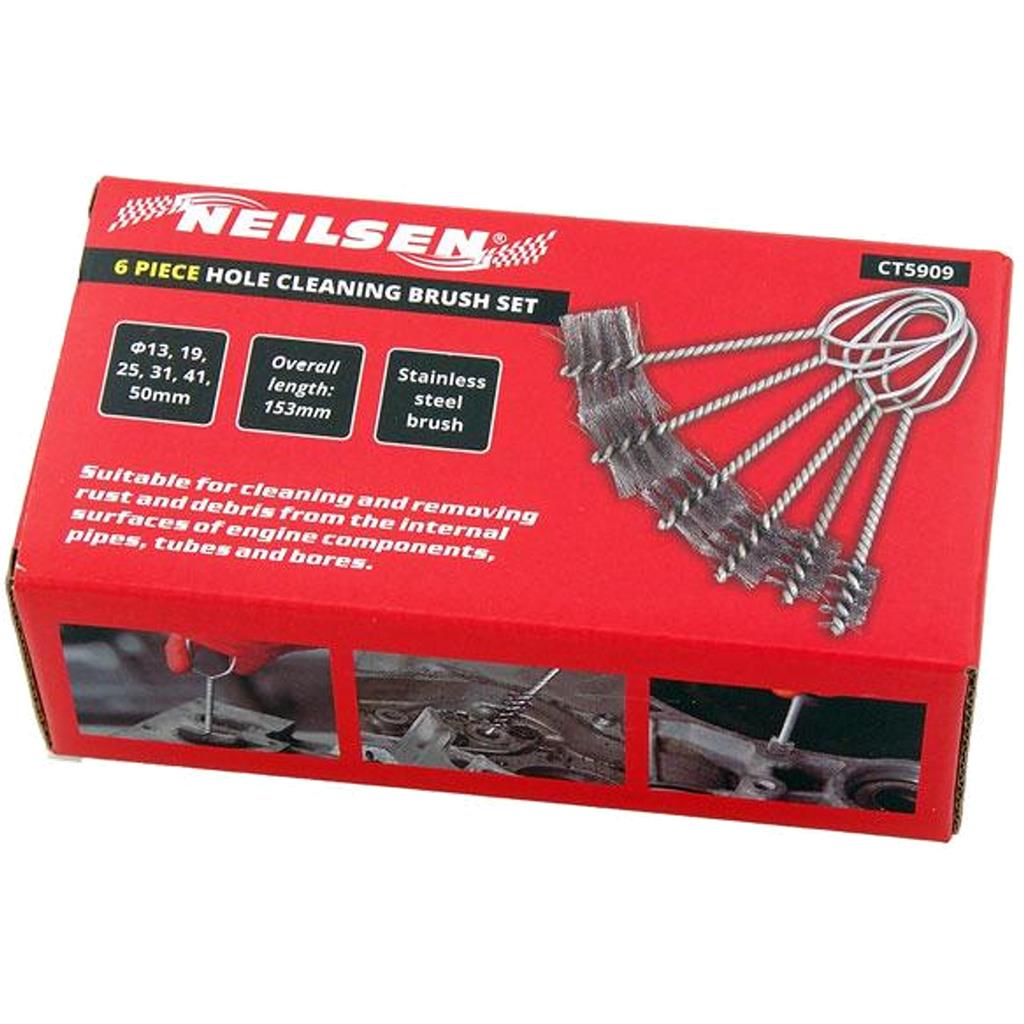 Neilsen Hole Cleaning Kit Set Air Tools Pipe Tube Cleaning Brush Brushes 6pc