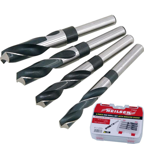 Neilsen 4pc HSS Drill Metal Bits Set Reduced Shank Twist Bit 1/2" 14mm - 20mm