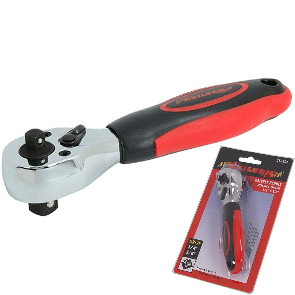 Neilsen Double Ended Socket Reversible Ratchet Handle Quick Release 1/4" 3/8"