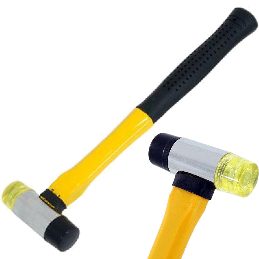 Neilsen Double Face Rubber Hammer Mallet Fibreglass Shaft Grip Handle DIY 25mm