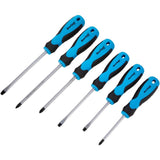 Bluespot 6pc Ergonomic Soft Grip Magnetic Precision Pozi Slotted Screwdriver Set