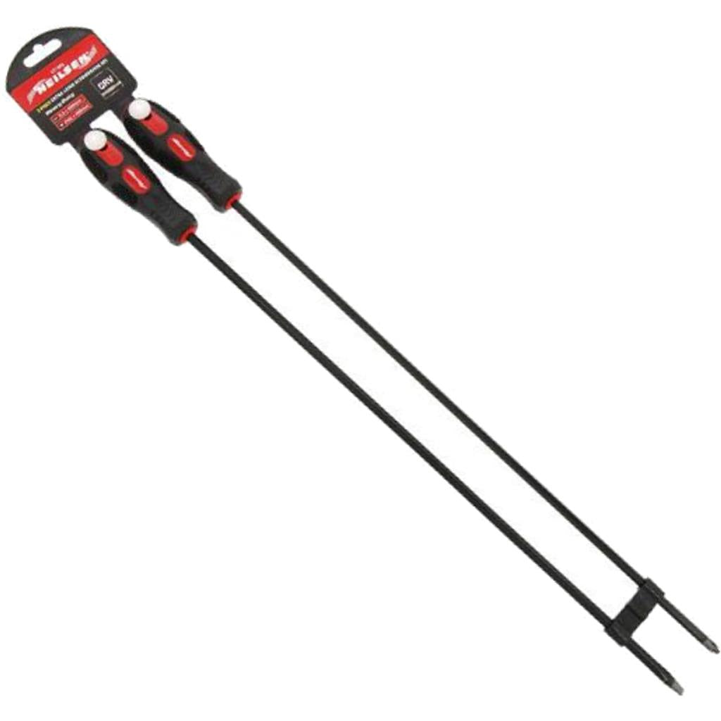 Neilsen 2pc PH2 & Flat Head Extra Long Screwdriver Set 450mm with Magnetic Tip