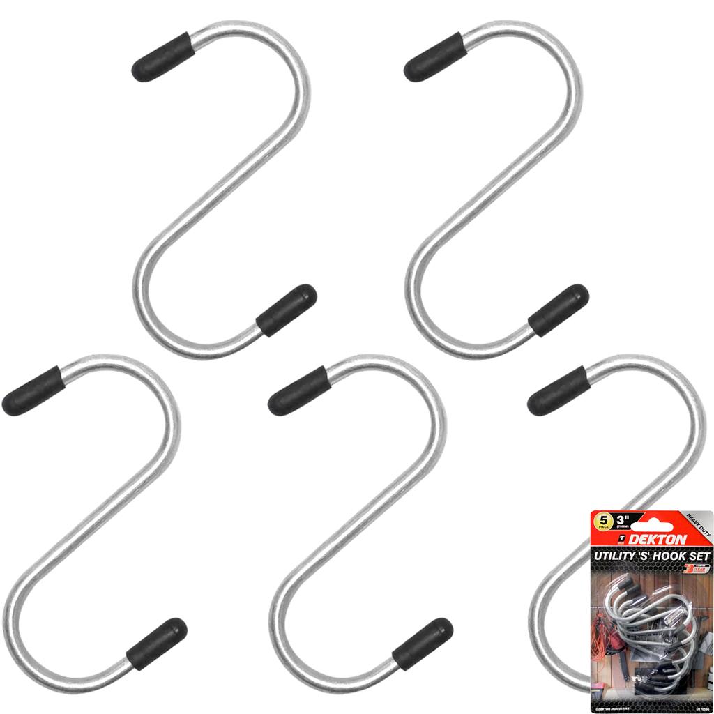 Dekton 5pc Utility S Hooks Hanging Rail Pot Pan Hanger Utensil Clothes Set