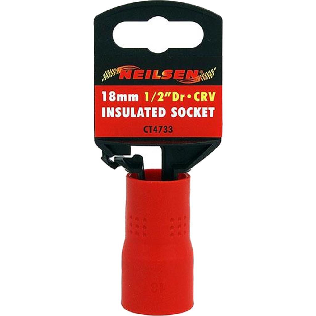 Neilsen 18mm Single Injection Insulated VDE Metric Standard 1/2" Drive Socket