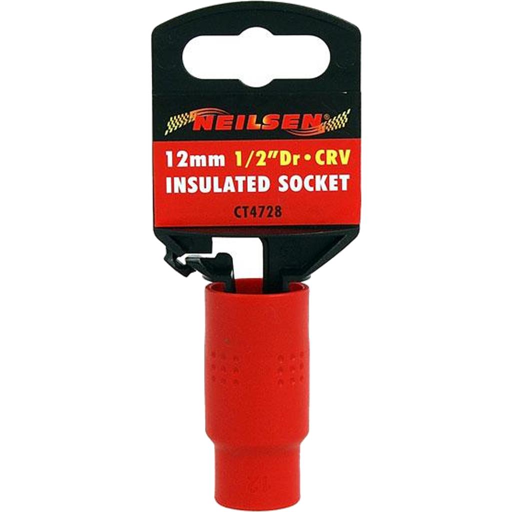 Neilsen 12mm Single Injection Insulated VDE Metric Standard 1/2" Drive Socket