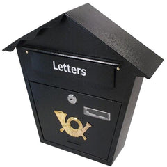 Neilsen Wall Mounted Mail Letter Box Lockable Black Steel Post Mailbox Postbox