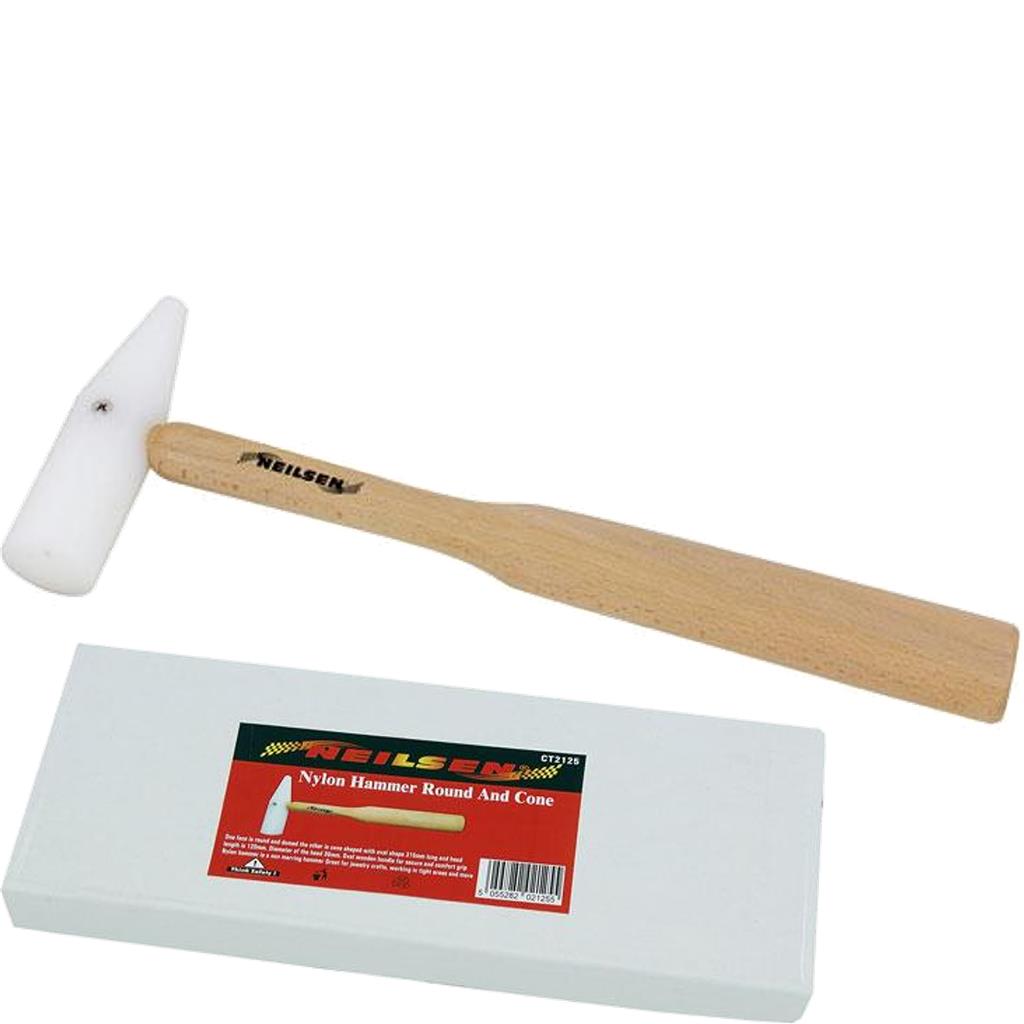 Neilsen Nylon Hammer Mallet Round & Cone Shaped Wooden Handle 30mm