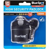 Bluespot 50mm High Security Closed Shackle Padlock Steel Chain Door Lock 4 Keys