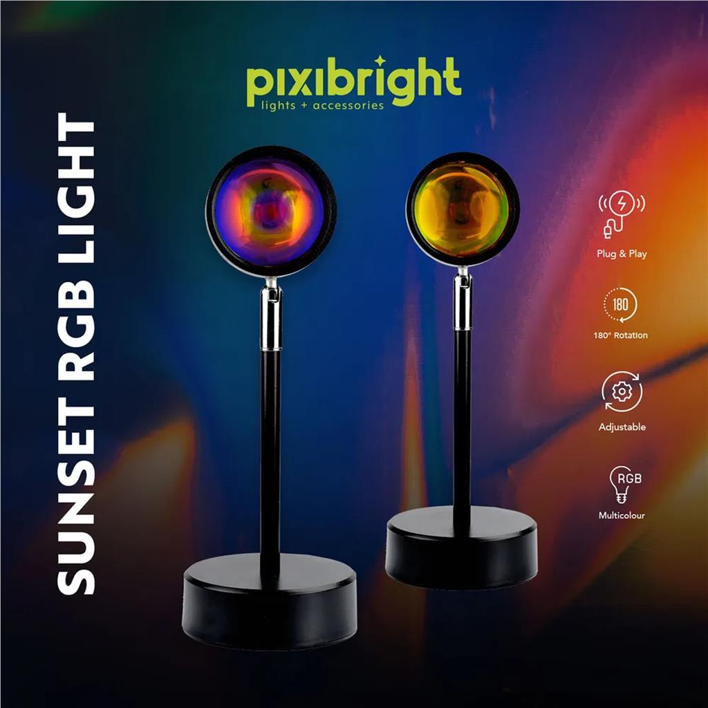 Pixibright  RGB Sunset Projector Projection USB Atmosphere LED Desk Lamp Light