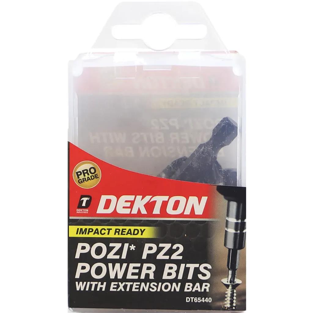 Dekton 20pc Pozi S2 Steel Impact Drill Drive Bits Extension Bar 25mm Bit PZ2