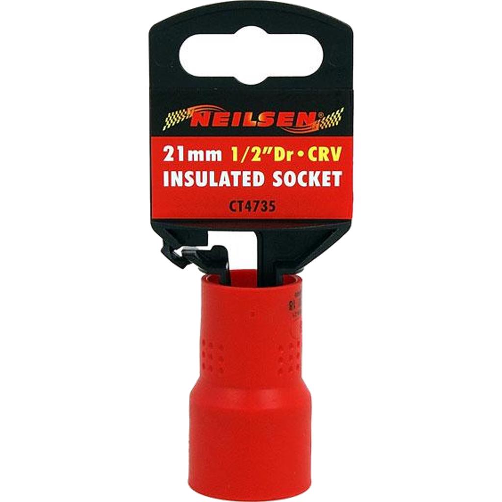 Neilsen 21mm Single Injection Insulated VDE Metric Standard 1/2" Drive Socket