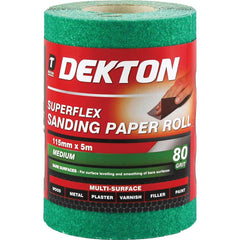 Dekton 3pc Aluminium Oxide Sanding Rolls 60 80 & 120 Grit Sandpaper 5m Roll Set