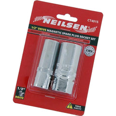Neilsen 2pc 1/2" Drive Magnetic Spark Plug Square Metric Socket 16mm 21mm