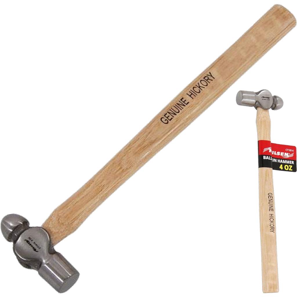 Neilsen 4oz Round Ball Pein Hammer Hickory Handle Engineers Lightweight