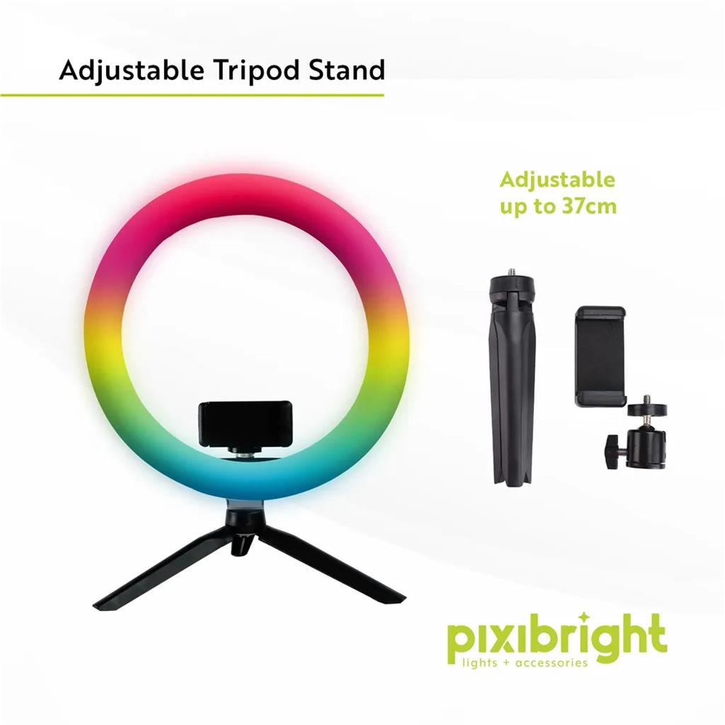 Pixibright LED Phone RGB Ring Light YouTube Tiktok Makeup Video Live Selfie 10"