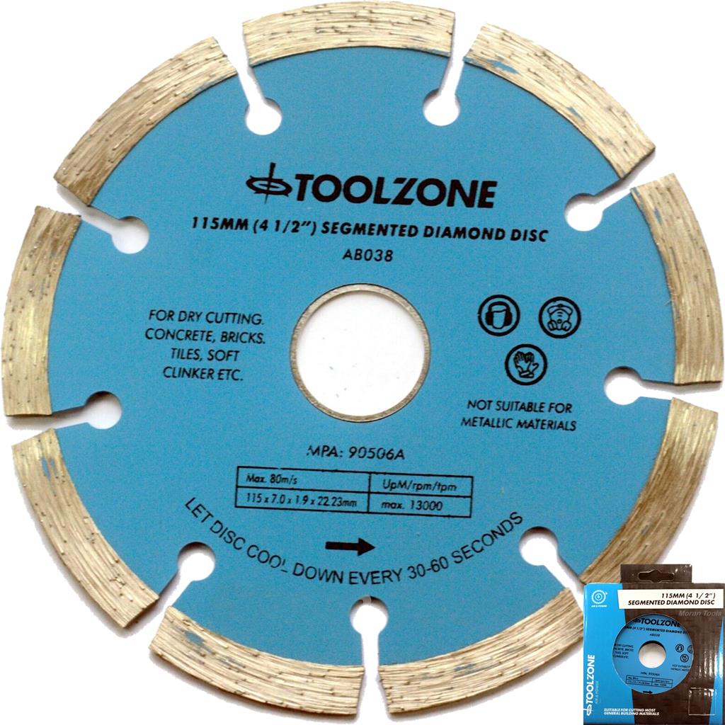 Toolzone Diamond Cutting Blade Disc Brick Grinder Brick Masonry 115mm 4 1/2"